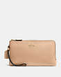 COACH®,DOUBLE ZIP WALLET,Leather,Light Gold/Beechwood,Front View