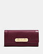 COACH®,COACH SWAGGER SLIM ENVELOPE WALLET,Leather,Light Gold/Burgundy,Front View