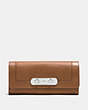 COACH®,COACH SWAGGER SLIM ENVELOPE WALLET,Leather,Silver/Saddle,Front View