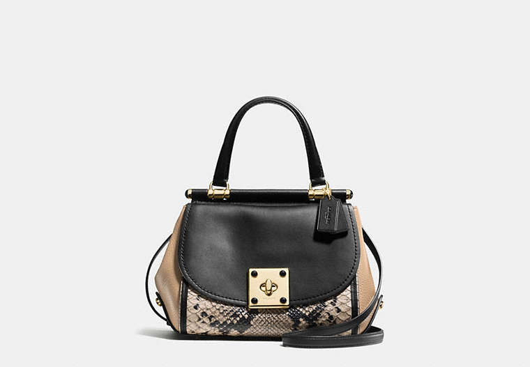 COACH®,DRIFTER TOP HANDLE IN COLORBLOCK,Mixed Leather,Medium,Light Gold/BEECHWOOD MULTI,Front View