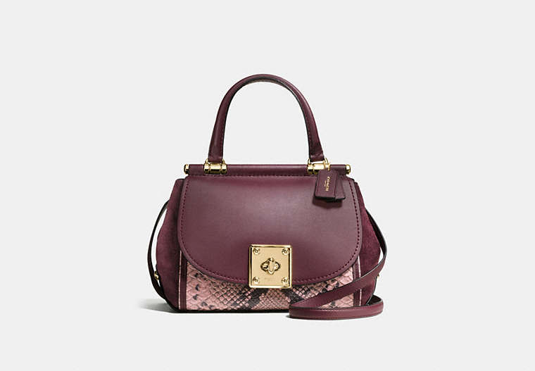 COACH®,DRIFTER TOP HANDLE IN COLORBLOCK,Mixed Leather,Medium,Light Gold/OXBLOOD MULTI,Front View