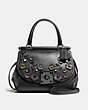 COACH®,DRIFTER TOP HANDLE WITH WILLOW FLORAL,Leather,Medium,Gunmetal/Black,Front View