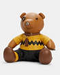 COACH®,COACH X PEANUTS CHARLIE BROWN BEAR COLLECTIBLE,Leather,X-Large,Light Saddle Multi,Front View