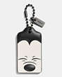 COACH®,SQUINTING MICKEY HANGTAG IN GLOVETANNED LEATHER,Other Leather,DK/Black White,Front View