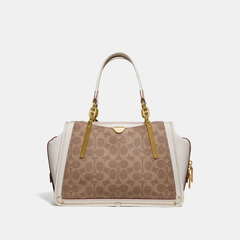 COACH®,DREAMER IN SIGNATURE CANVAS,Coated Canvas,Brass/Tan/Chalk,Back View