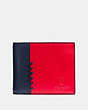 COACH®,MLB COMPACT ID WALLET WITH RIP AND REPAIR,Leather,Bos Red Sox,Front View