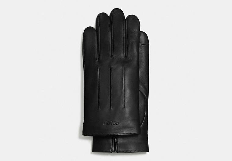 COACH®,LEATHER GLOVES,n/a,Black,Front View