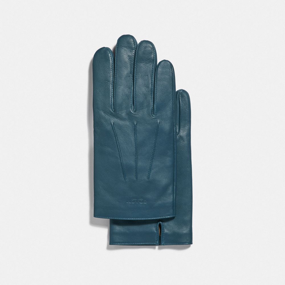 COACH®,GANTS EN CUIR,Denim,Front View