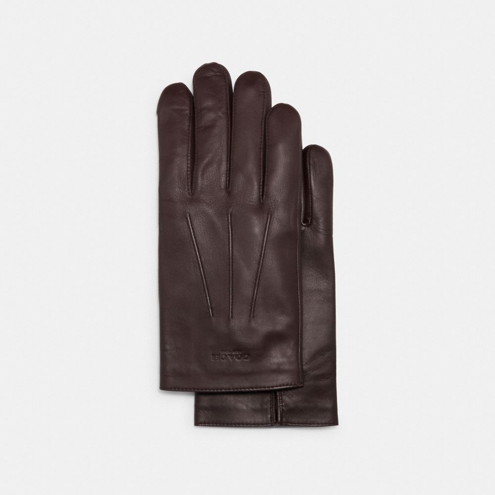 COACH®,Leather Gloves,,Front View