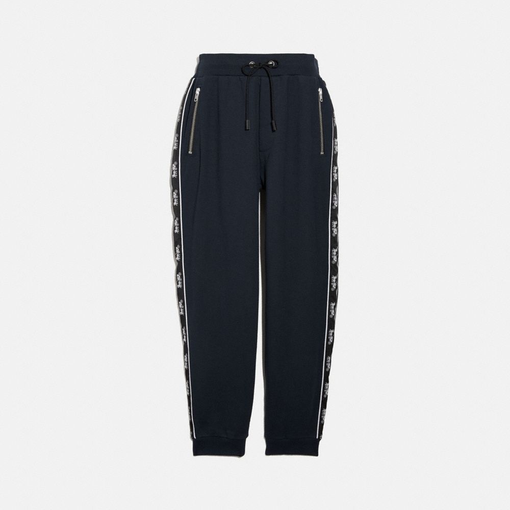 COACH®,HORSE AND CARRIAGE TAPE SWEATPANTS,cotton,NAVY,Front View