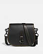 COACH®,SADDLE,Leather,Medium,Pewter/Black,Front View