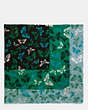 COACH®,BUTTERFLY WOVEN OVERSIZED SQUARE SCARF,Modal Silk Blend,Forest,Front View