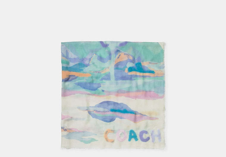 COACH®,HORIZON OVERSIZED SQUARE SCARF,n/a,White,Front View