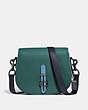 COACH®,SADDLE IN COLORBLOCK,Leather,Pewter/Dark Turq Multi,Front View