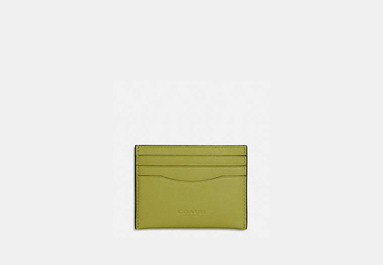 COACH®,CARD CASE,Leather,Gunmetal/Citrine,Front View