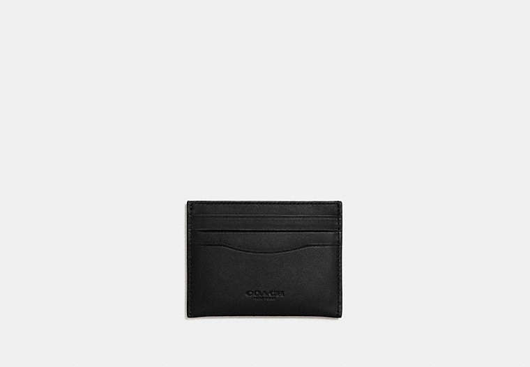 COACH®,CARD CASE,Leather,Gunmetal/Black,Front View