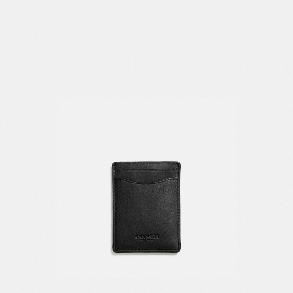 COACH®,3-IN-1 CARD CASE,Smooth Leather,Black,Front View