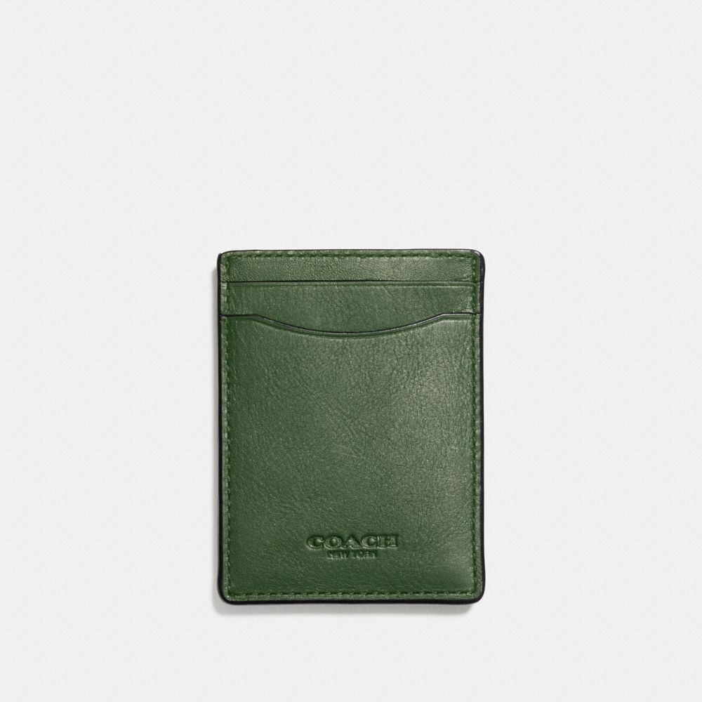COACH®,3-IN-1 CARD CASE,Smooth Leather,MOSS,Front View