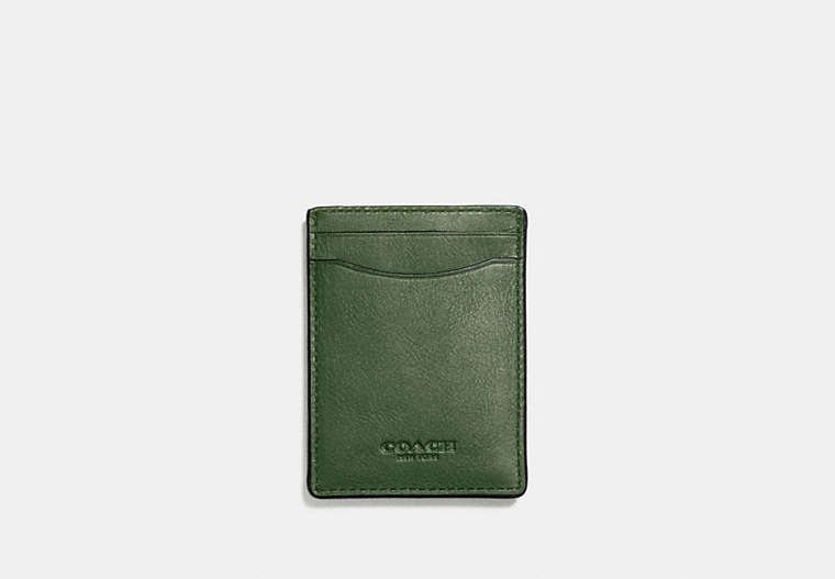 COACH®,3-IN-1 CARD CASE,Smooth Leather,MOSS,Front View