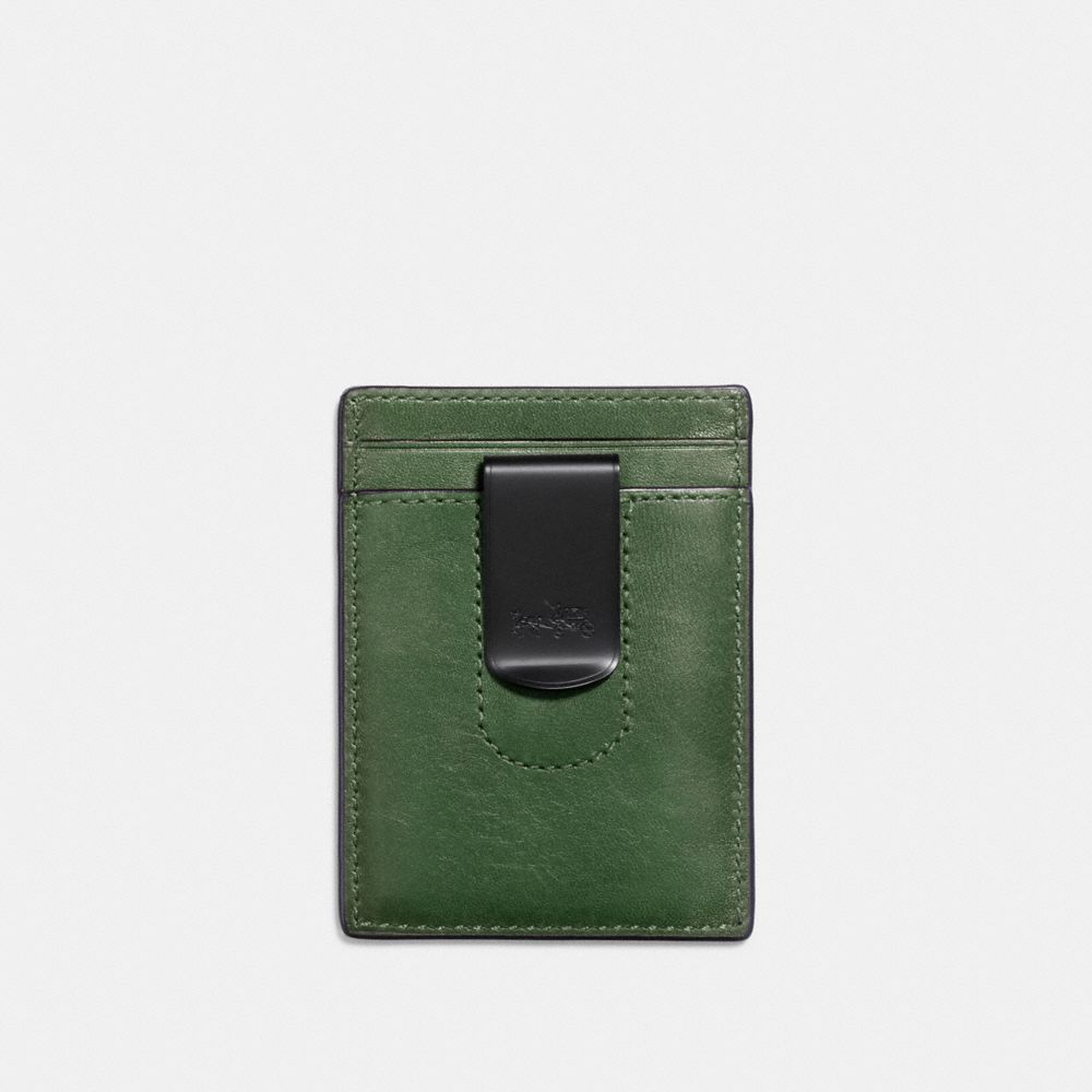 COACH®,3-IN-1 CARD CASE,Smooth Leather,MOSS,Back View