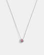 COACH®,OPEN CIRCLE STONE NECKLACE,Metal,Silver/Purple,Front View