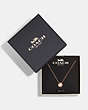 COACH®,OPEN CIRCLE STONE NECKLACE,Metal,Rose Gold / White,Inside View,Top View