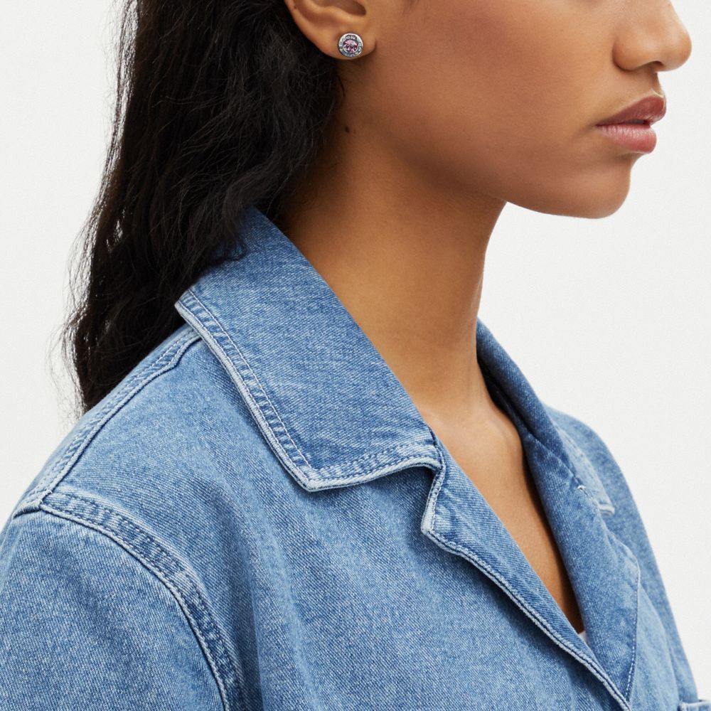 COACH® | Open Circle Stone Stud Earrings