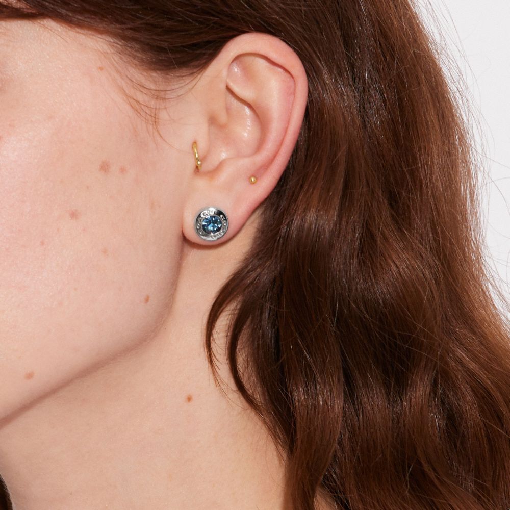 COACH® | Open Circle Stone Stud Earrings