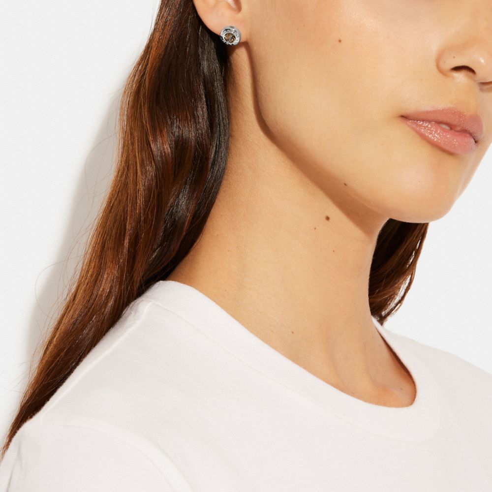 COACH® | Open Circle Stone Stud Earrings