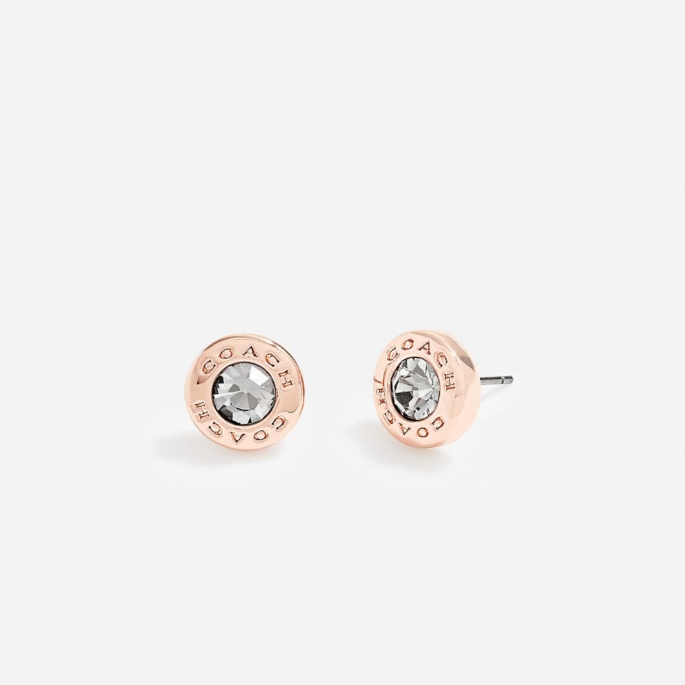 COACH®,Open Circle Stone Stud Earrings,,Front View