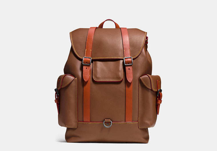COACH®,GOTHAM BACKPACK IN GLOVETANNED LEATHER,Leather,BP/Dark Saddle,Front View