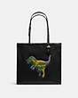 COACH®,SKINNY TOTE 34 WITH REXY,Leather,Large,Brass/Black,Front View