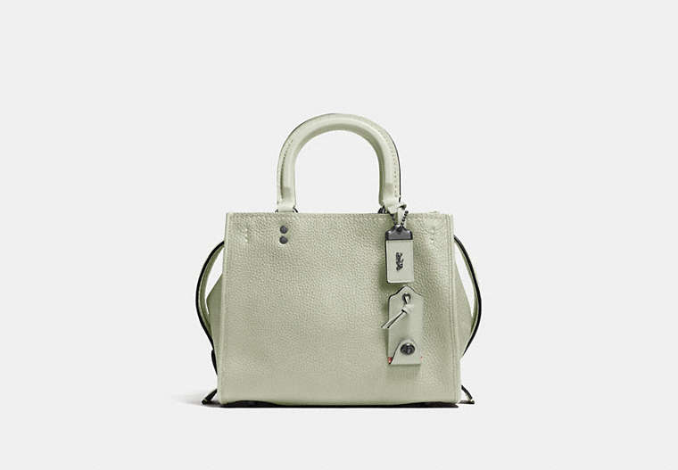 COACH®,ROGUE BAG 25,Leather,Medium,Pewter/Pale Green,Front View