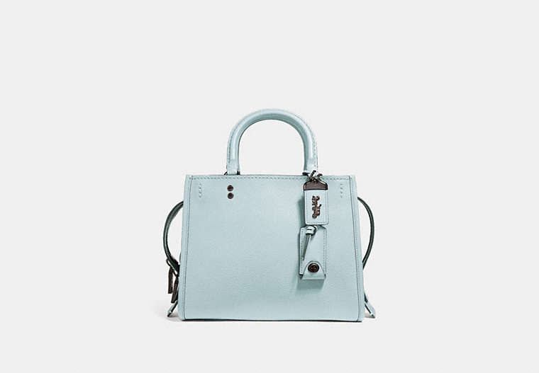 COACH®,ROGUE 25,Leather,Medium,Pewter/Sky,Front View