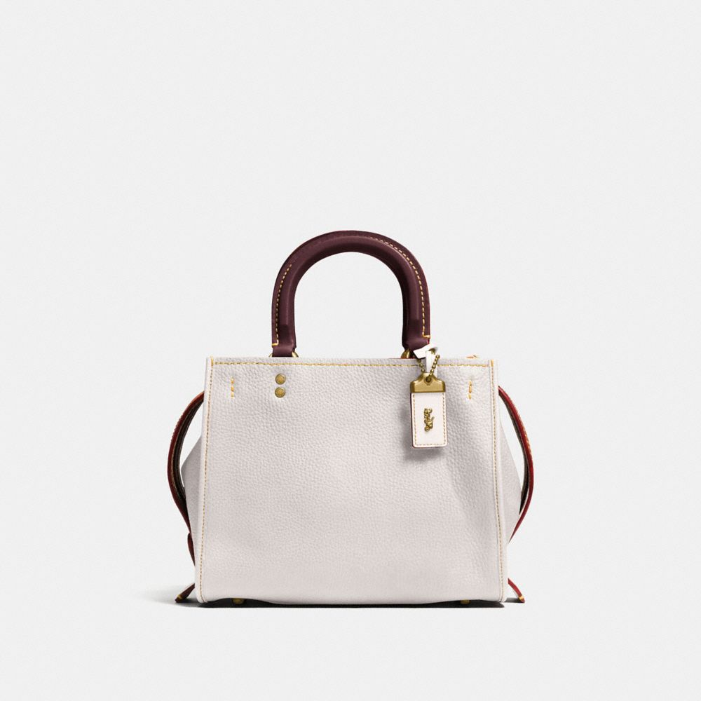 COACH®,ROGUE BAG 25,Leather,Medium,Brass/Chalk,Front View