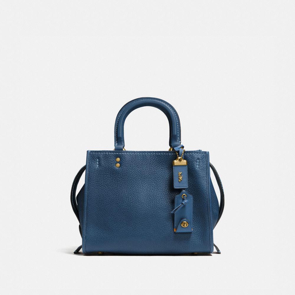 COACH®,ROGUE BAG 25,Leather,Medium,Brass/Dark Denim,Front View