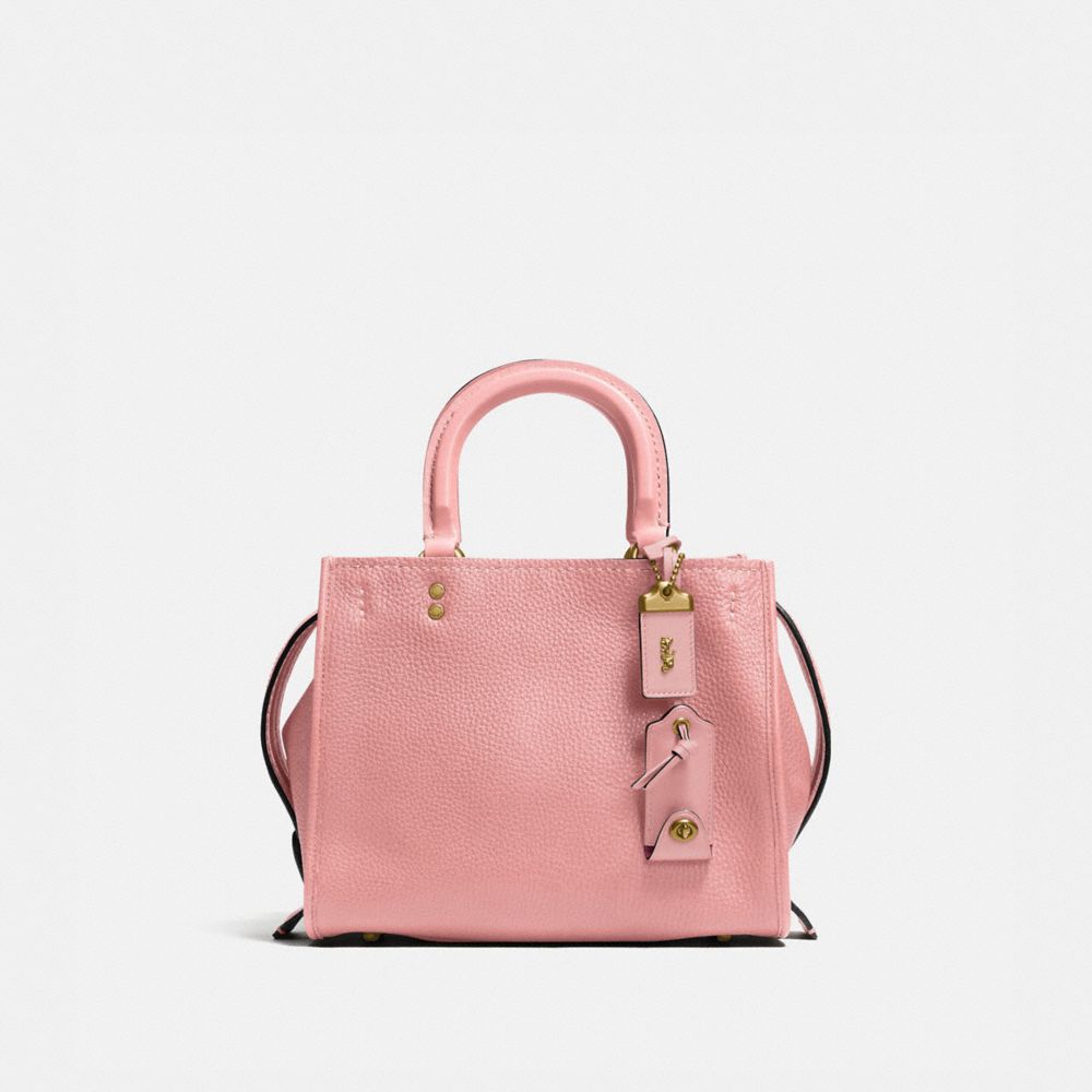COACH®,ROGUE BAG 25,Leather,Medium,Peony/Brass,Front View