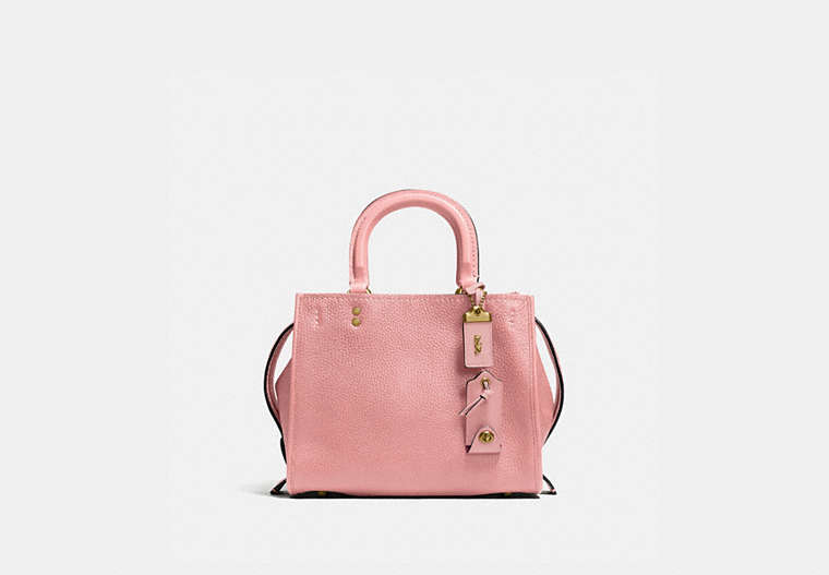 COACH®,ROGUE 25,Leather,Medium,Peony/Brass,Front View