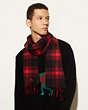 COACH®,VARSITY CHECK PLAID SCARF,Cashmere Blend,RED/BLACK,Angle View