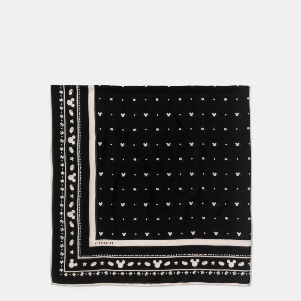 COACH®,MICKEY OVERSIZED SQUARE SCARF,Mixed Material,Black,Front View