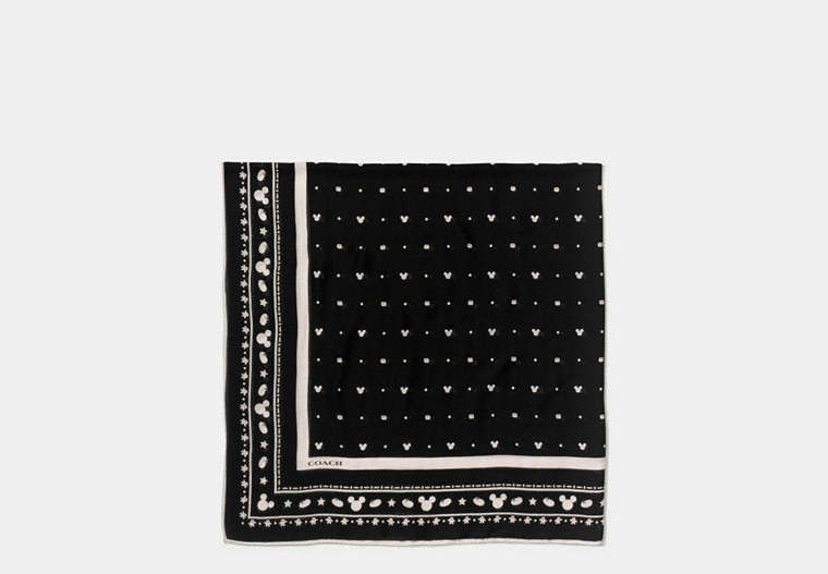 COACH®,MICKEY OVERSIZED SQUARE SCARF,Mixed Material,Black,Front View