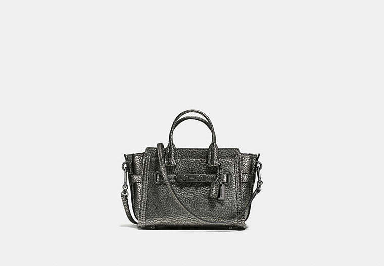 COACH®,COACH SWAGGER 15 IN PEBBLE LEATHER,Leather,DK/GUNMETAL,Front View