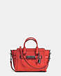 COACH®,COACH SWAGGER 15 IN PEBBLE LEATHER,Leather,Dark Gunmetal/Deep Coral,Front View