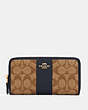 COACH®,ACCORDION ZIP WALLET IN SIGNATURE CANVAS,pvc,Gold/Khaki Midnight,Front View