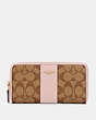 COACH®,ACCORDION ZIP WALLET IN SIGNATURE CANVAS,pvc,Gold/Khaki Blossom,Front View