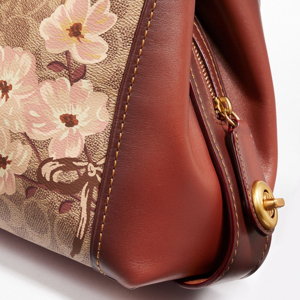 Red Leather and Brown Monogram Coated Canvas Flower Tote Gold Hardware, 2020