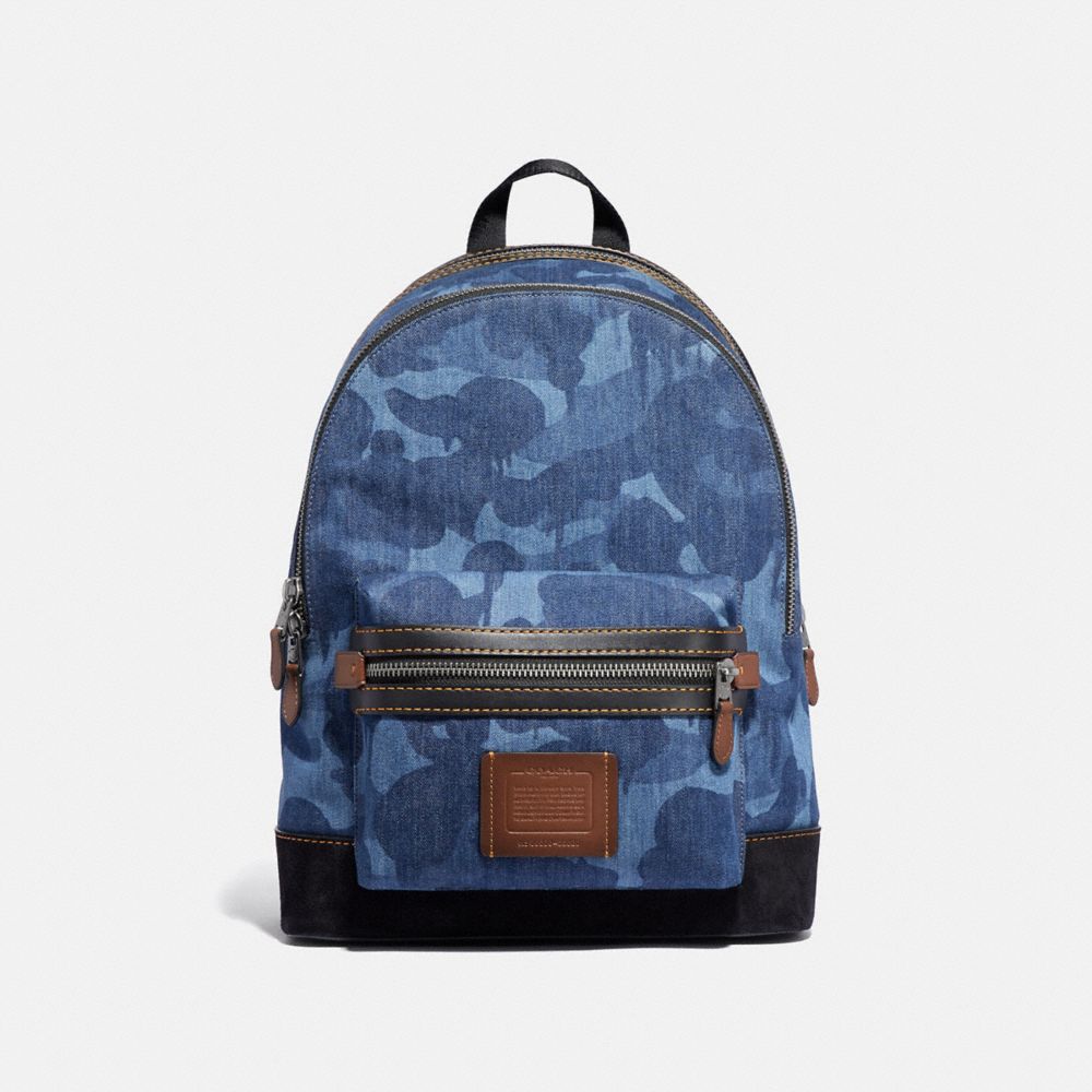 Coach blue camo backpack best sale