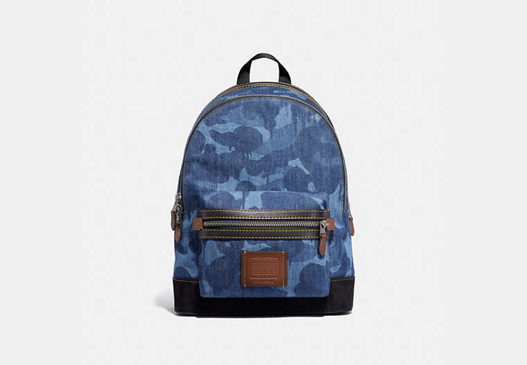 COACH®,ACADEMY BACKPACK WITH CAMO PRINT,Cotton Blend,Large,JI/Blue,Front View
