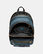COACH®,ACADEMY BACKPACK,Leather,Large,Brass/Denim,Inside View,Top View