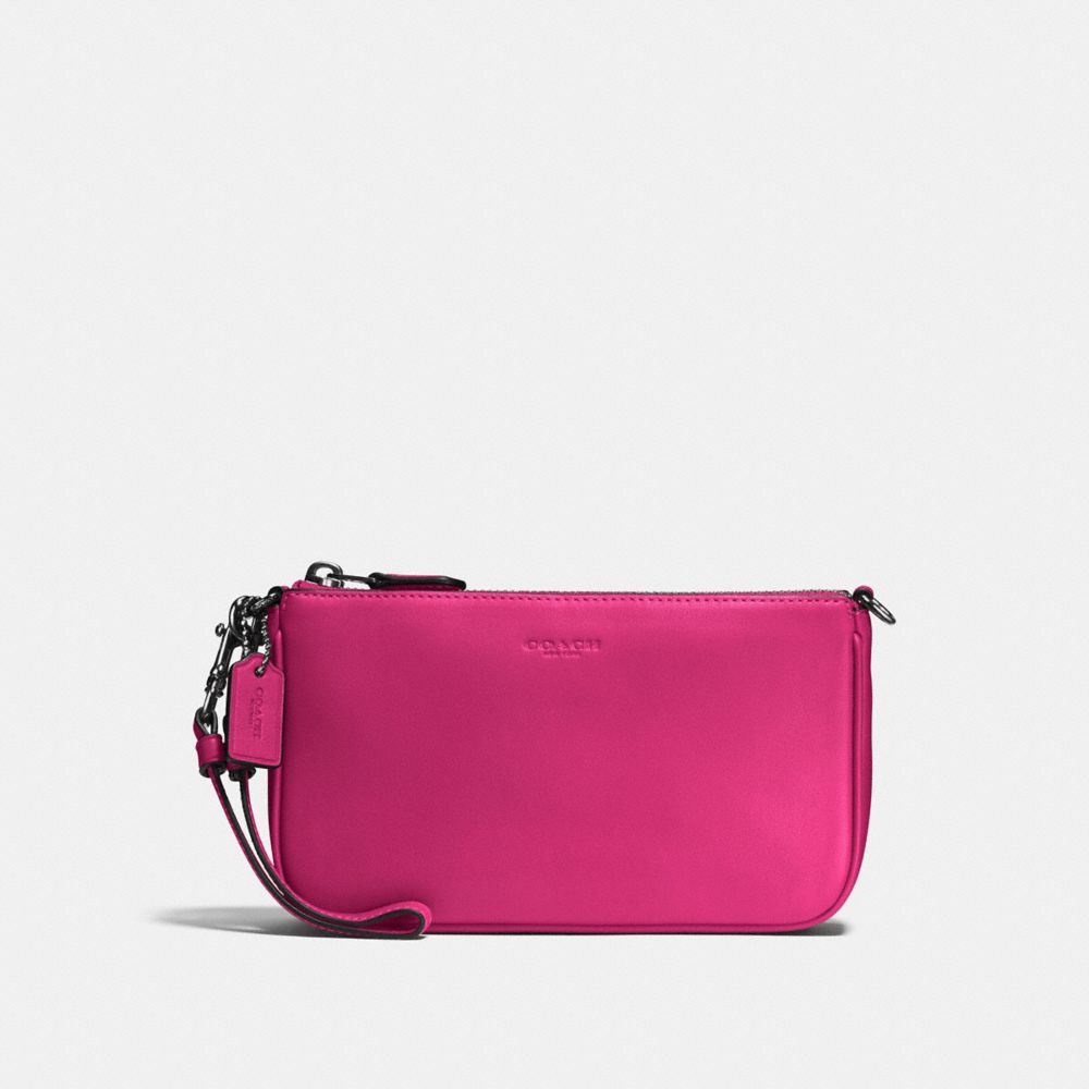 COACH®,NOLITA WRISTLET 19,Leather,Gunmetal/Cerise,Front View